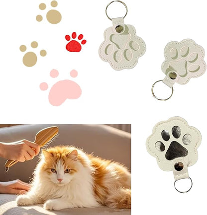 3PCS Cats & Dogs Pet Paw Print Keychain – White Leather Memorial Keychain Holds - Image 5