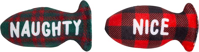 Pearhead Naughty Or Nice Christmas Cat Toy Set, Holiday Pet Owner Gift by Pearhead
