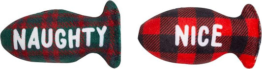 Pearhead Naughty Or Nice Christmas Cat Toy Set, Holiday Pet Owner Gift by Pearhead
