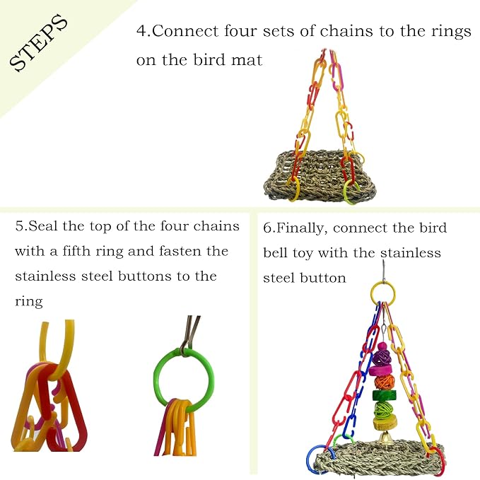Bird Seagrass Mat, Natural Sea-Weed Woven Parrot Hammock Swing Mats Birds - Image 6