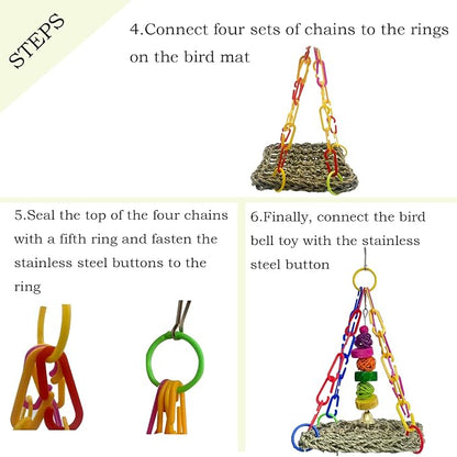 Bird Seagrass Mat, Natural Sea-Weed Woven Parrot Hammock Swing Mats Birds - Image 6