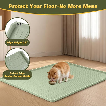 47" x 35" Silicone Cat Food Mat, Waterproof Pet Feeding Mat - Image 6