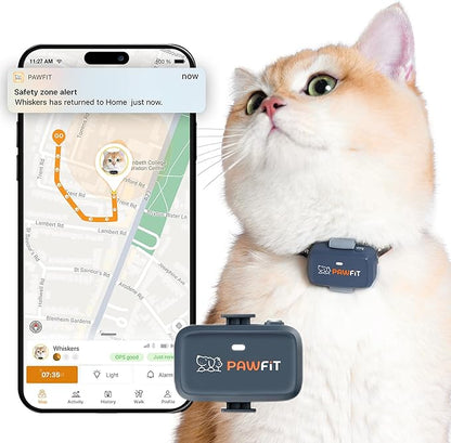 Pawfit Lite for Cats 4g GPS Tracker | Ultra-Small Design | Real-Time Tracking | by Pawfit