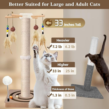 Tall Cat Scratching Post, 33 Inches, Interactive Furniture Toys - Image 2