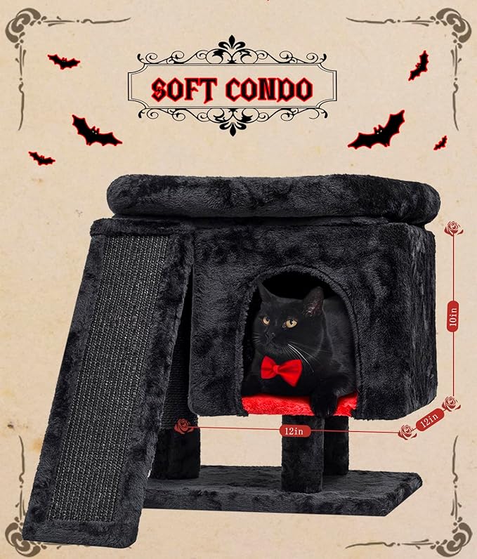 SYANDLVY Gothic Cat Tree with Coffin Bed - Image 5