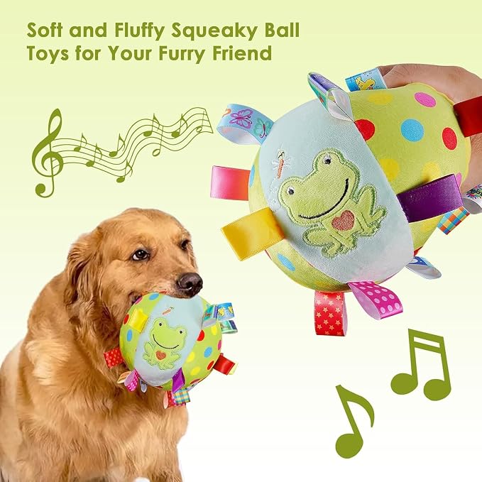 Dog Squeaky Plush Toy with Straps, 6-Inch Soft Stuffed Ball with Cotton - Image 6