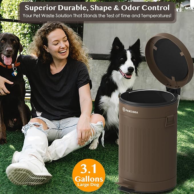 PAWZIDEA Dog Poop Trash Can Outside Odor Control, 3.1Gallon Pet Waste Trash Can - Image 7