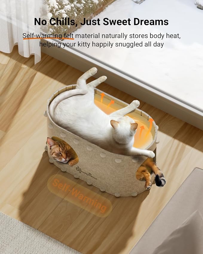 DownyPaws Cat House for Indoor Cats, Cat Bed Cave for Multiple & Large Cats Up - Image 3