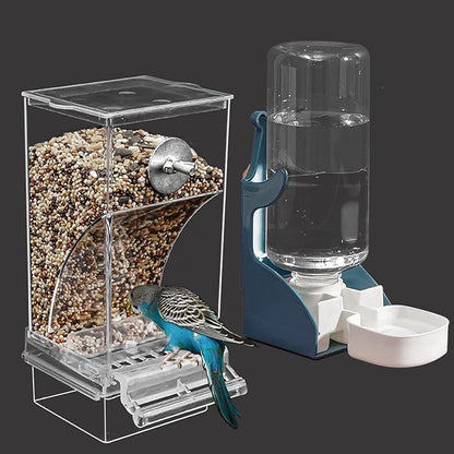 No Mess Bird Feeder Water Dispenser Set, Automatic Parrot Feeder by chuyouan