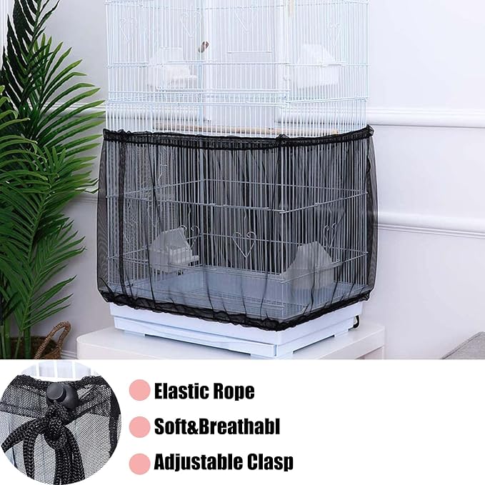 Allazone Bird Cage Seed Catcher, Large Bird Cage Cover, 75-118'' Universal - Image 3
