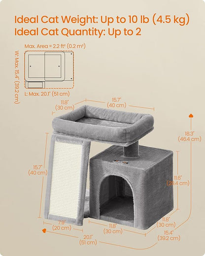 Feandrea Small Cat Tree, Cat Tower Condo, Scratching Ramp, Large Top Perch - Image 5