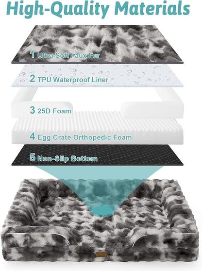 Orthopedic Dog Bed for Extra Large Dog, Soft and Warm Faux Fur Sofa for Giant - Image 8