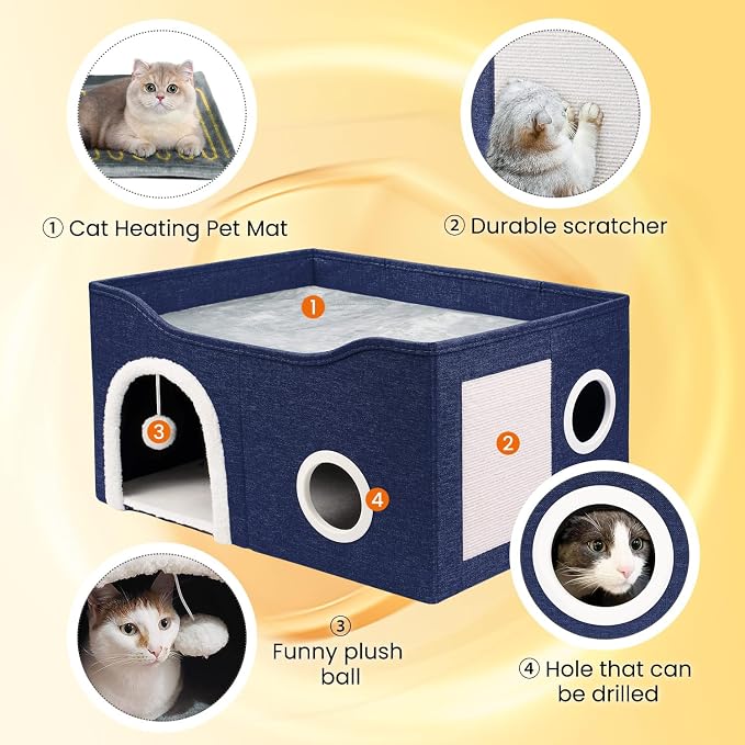 Indoor Heated Cat House, Adjustable Temperature Cat Heating Bed - Image 3