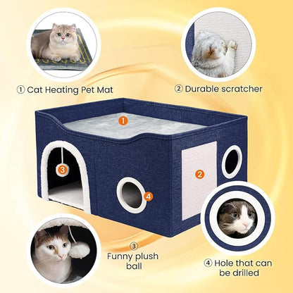 Indoor Heated Cat House, Adjustable Temperature Cat Heating Bed - Image 3