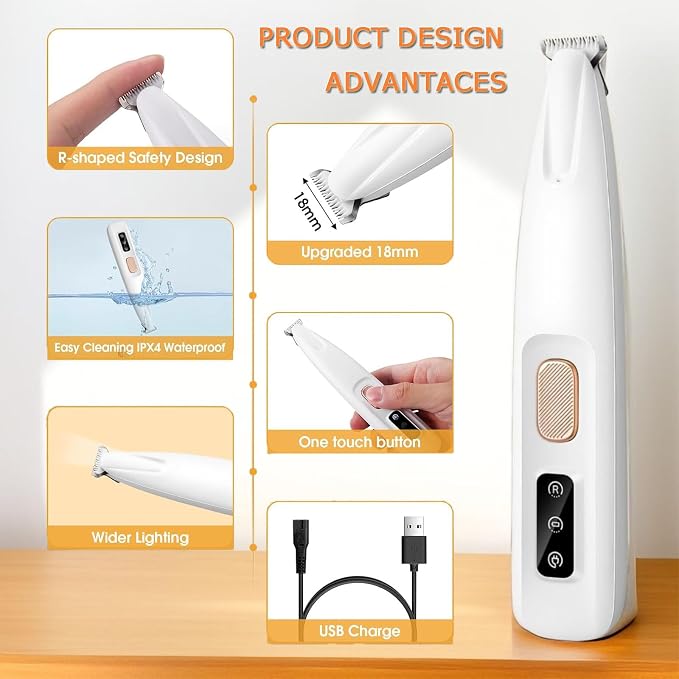 1PC Dog Paw Trimmer with LED Light, 35dB Low Noise Precision Pet Paw Trimmer - Image 5
