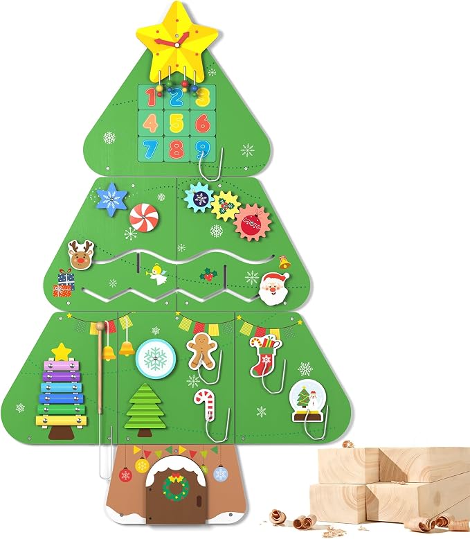 BlueWood Wooden Wall Busy Board Panels, Toddler Learning Activity Center by BlueWood