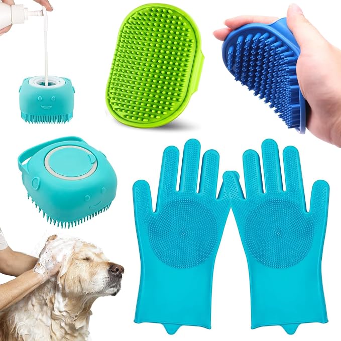 Enmaipet 4-in-1 Dog Grooming Brush, Dog Bath Brush Set, Adjustable Handle by Unknown