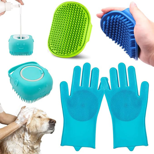 Enmaipet 4-in-1 Dog Grooming Brush, Dog Bath Brush Set, Adjustable Handle by Unknown