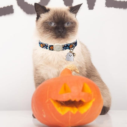 Halloween Cat Collar-2Pack Autumn Pumpkin Kitten Collars-Funny Halloween Ghost - Image 5