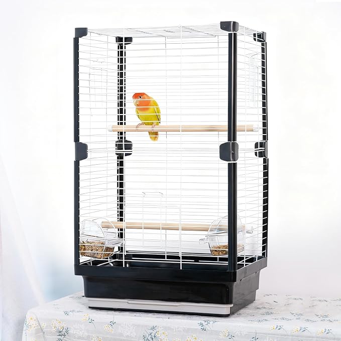25 inch Bird Cage, Portable Travel Parrot Cage, Double-Layer Parakeet Cage by JOUSONTY