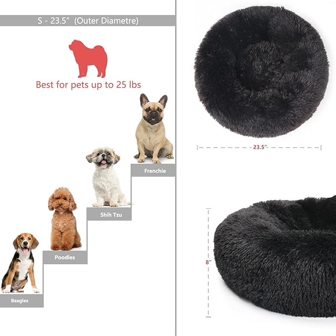 Calming Donut Dogs Beds for Small Dogs Washable, 23inch Plush Round Pet Bed for - Image 3