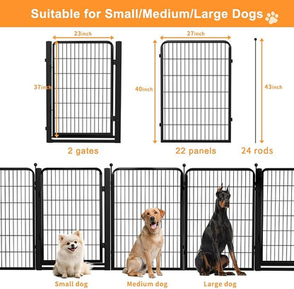 Dog Fence Outdoor Pens Outside, Portable Dog Play Pen 40" H 24 Panels Pet - Image 6