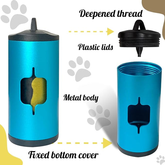 Metal Dog Poop Bag Holder 2-Pack w/Leash Clip|Durable Scratch-Resistant - Image 2