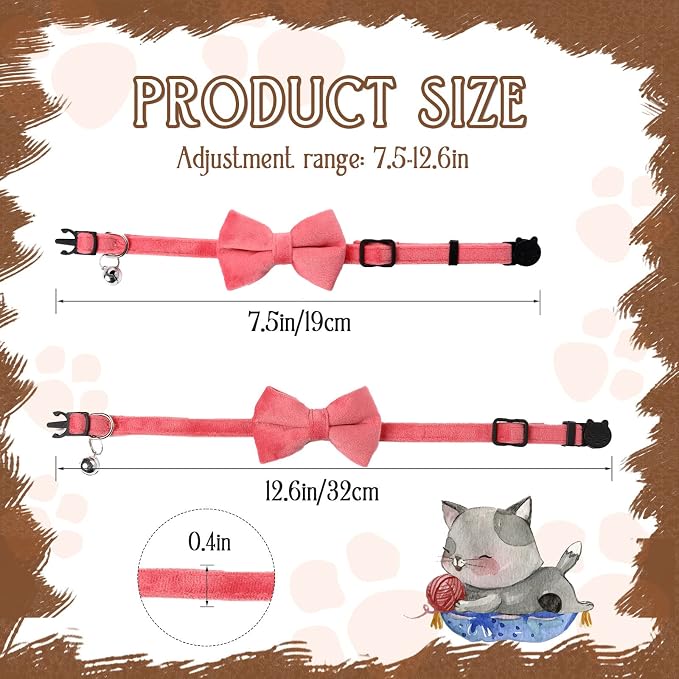 Sliverdew 2 Pcs Velvet Cat Bow Tie Collar Breakaway Cat Collar - Image 3