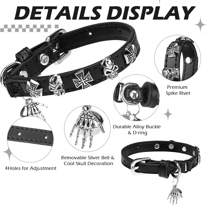 EXPAWLORER Leather Cat Collar for Girl Boy- Adjustable Pet Collar - Image 3