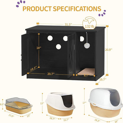 Cat Litter Box Enclosure, Hidden Litter Box Cabinet Furniture - Image 7