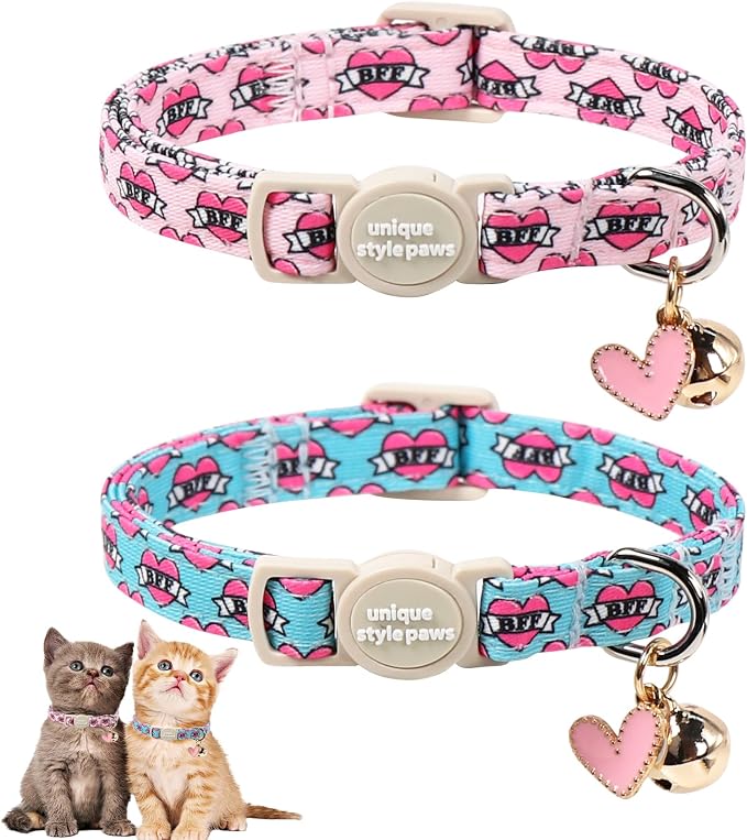 Unique Style Paws Pink Kitten Collars, Cute Valentine Cats Collar by Uniquestylepaws