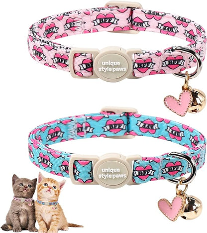 Unique Style Paws Pink Kitten Collars, Cute Valentine Cats Collar by Uniquestylepaws