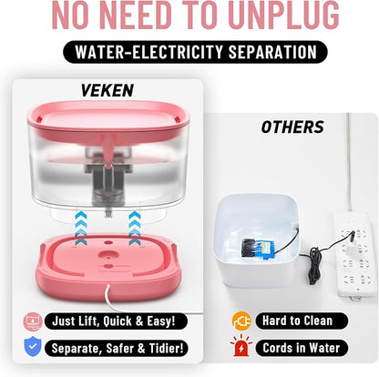 Veken Cat Water Fountain with Detachable Tank, 84oz/2.5L Automatic Pet Drinking - Image 4