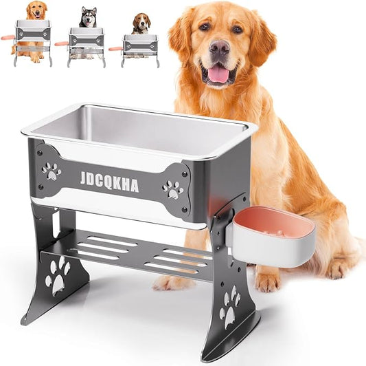 3 Gallon Elevated Large Dog Water Bowl, 3 Height Adjustable Stainless Steel by Unknown