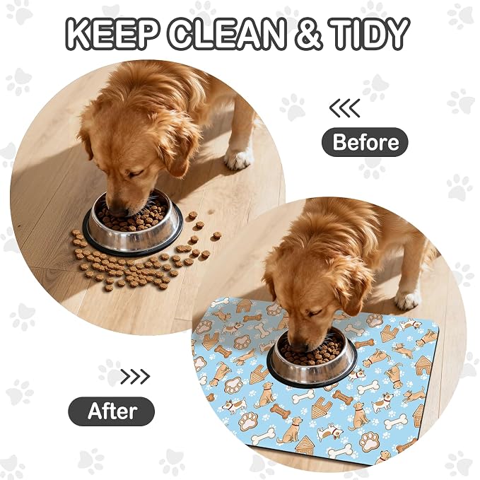 Dog Food Mat for Pet Cat Food Mat, Non-Slip Cat Pet Feeding Mats for Floor - Image 2