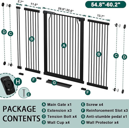 Fairy Baby 40.5" Extra Tall Baby Gate No Drill, 54.8"-60.2" Extra Wide Dog Pet - Image 2