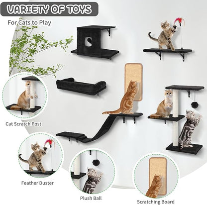 Cat Wall Shelves, 6 in 1 Cat Wall Furniture Set - Image 5