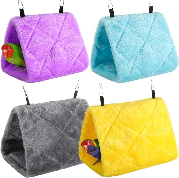4 Pcs Winter Warm Bird Nest for Cage Plush Birds Hanging Snuggle Cave 6.7" and by Unknown