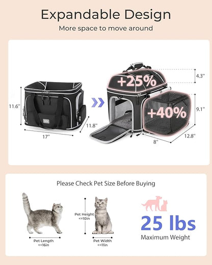 Expandable Pet Carrier: NOBLE DUCK Soft-Sided Cat Dog Carrier 17x11.8X Inches - Image 2