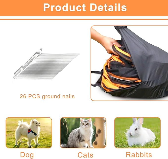 7 in 1 Outdoor Cat Enclosure, Foldable Pop-Up Mesh Playpen Tunnel - Image 6