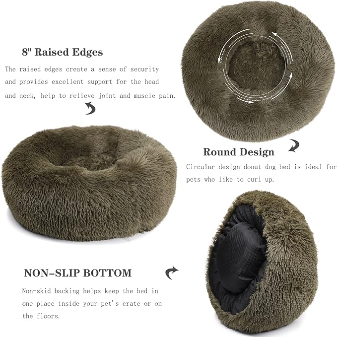 Calming Donut Dogs Beds for Small Dogs Washable, 23inch Plush Round Pet Bed for - Image 6