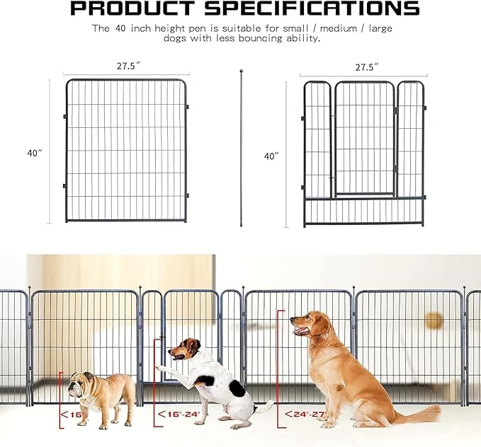 Dog Playpen, 32/40/45 Inch Height in Heavy Duty, Folding Indoor Outdoor - Image 3