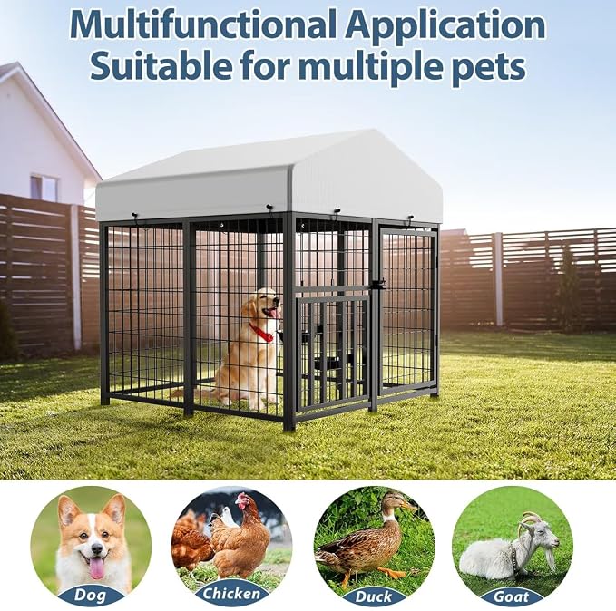 ROOMTEC Large Dog Kennel Outdoor Pet Pens Dogs Run Enclosure Animal Hutch Metal - Image 5