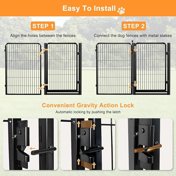 Wide Gate Dog Fence Outdoor Pens Outside, Portable Dog Play Pen 40" H 30 Panels - Image 7