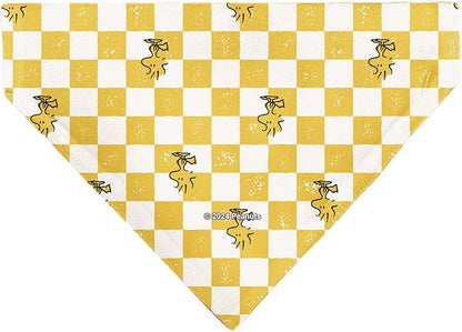 Peanuts Pet Bandana Peanuts Woodstock Pose Checker Yellow White Slip On Collar - Image 2