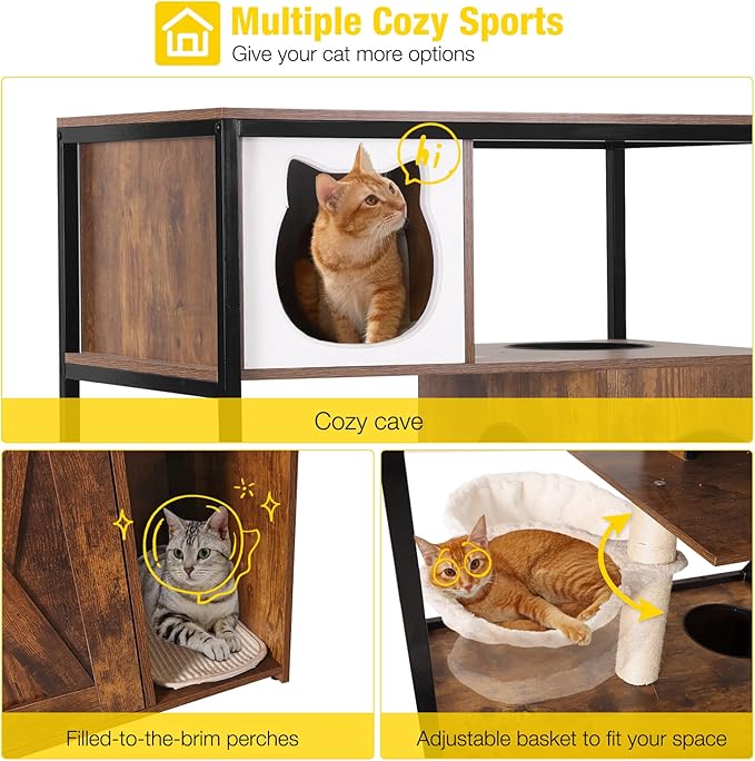 Aivituvin Cat Litter Box Enclosure, Litter Box Furniture Hidden, Wooden Cat - Image 3