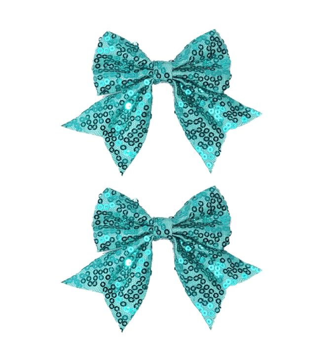 3-inch Sequined Bow Hair Clips For Baby Girls, Kids and Young Women Birthday by Koolgil