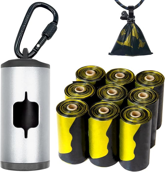 Metal Dog Poop Bag Holder w/Leash Clip|Durable Scratch-Resistant Aluminum|135 by SHAOUMAN