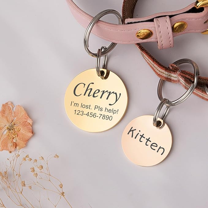 Anavia Personalized Pet ID Tags, Stainless Steel Glossy Laser Engraved Dog Cat - Image 8