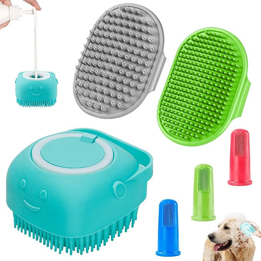 Comotech 6PCS Dog Bath Brush & Dog Toothbrush | Adjustable Handle Shampoo Brush by Comotech